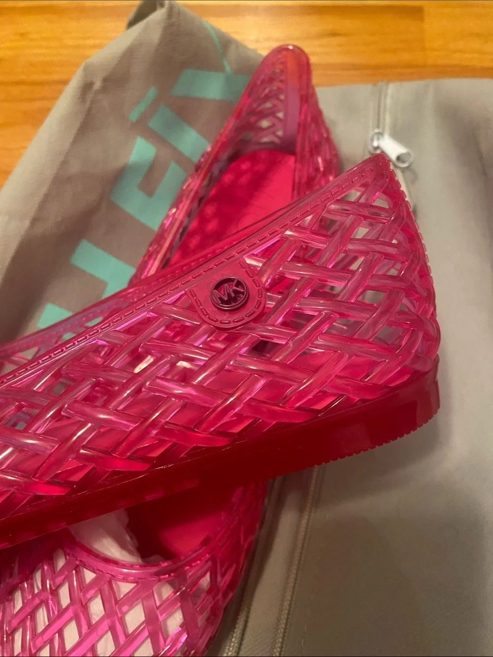 Michael Kors Hot Pink Woven Jelly Ballet Flats